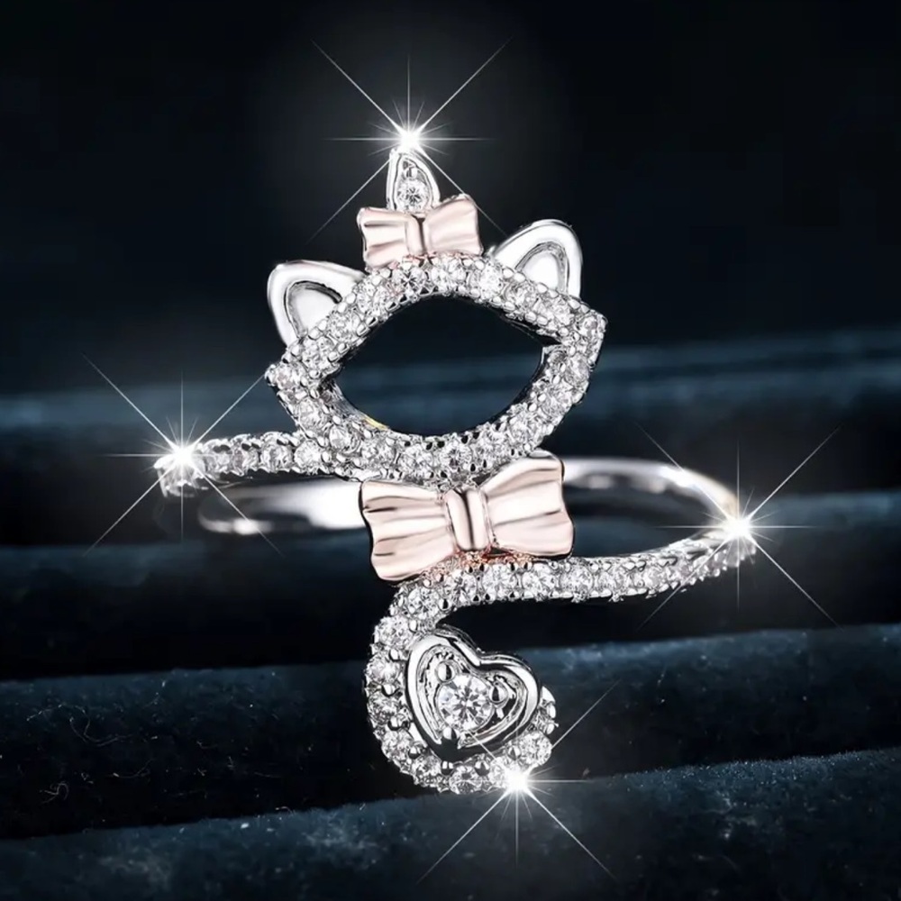 The Aristocats Marie Ring, Cubic Zirconia Cat Ring